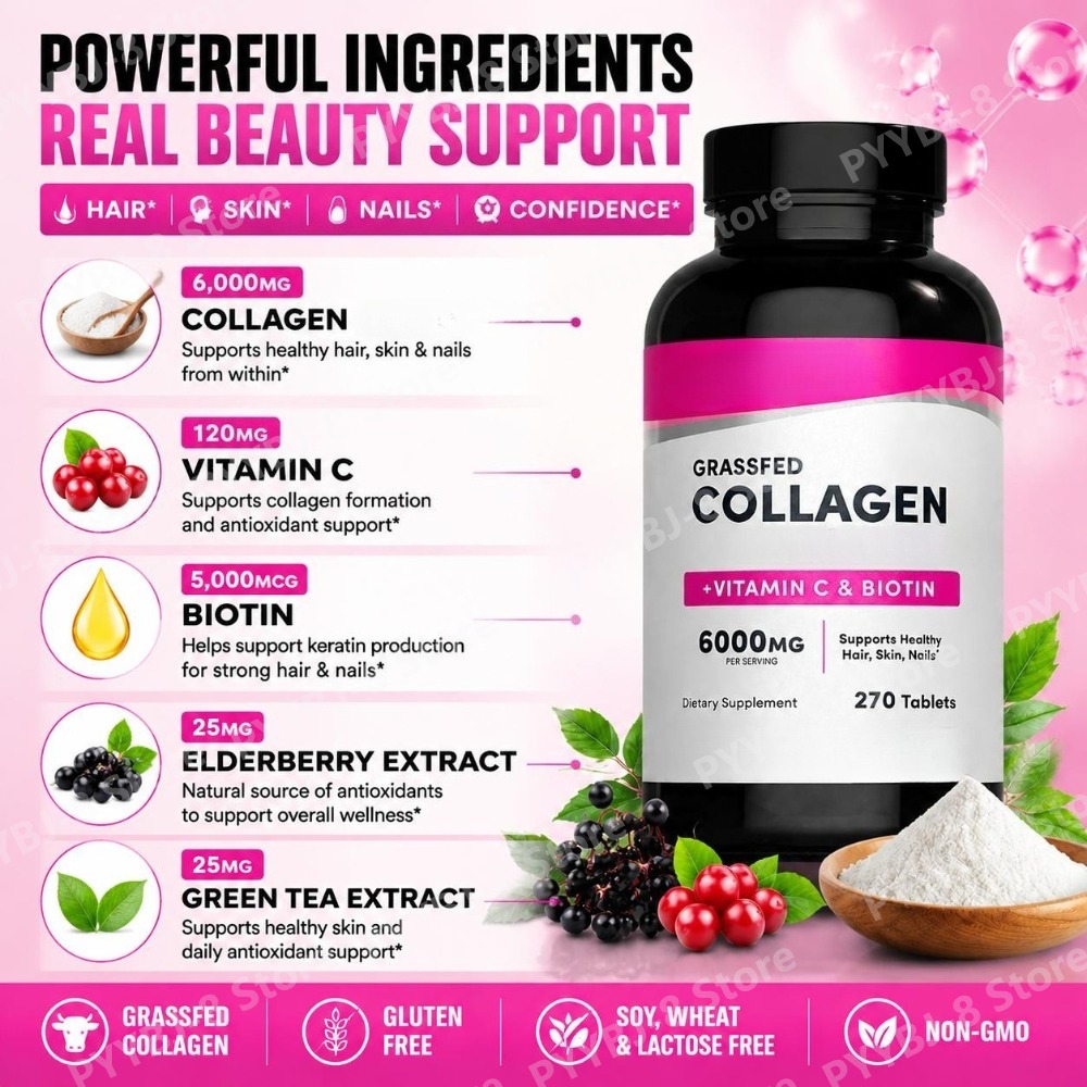 أقراص الكولاجين 6000 ملغ مع في - مراجعة Collagen Peptide Powder وسعره